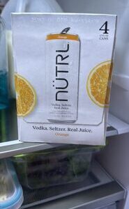 NUTRL Vodka. Seltzer. Real Juice. ORANGE 4×12FL OZ CANS